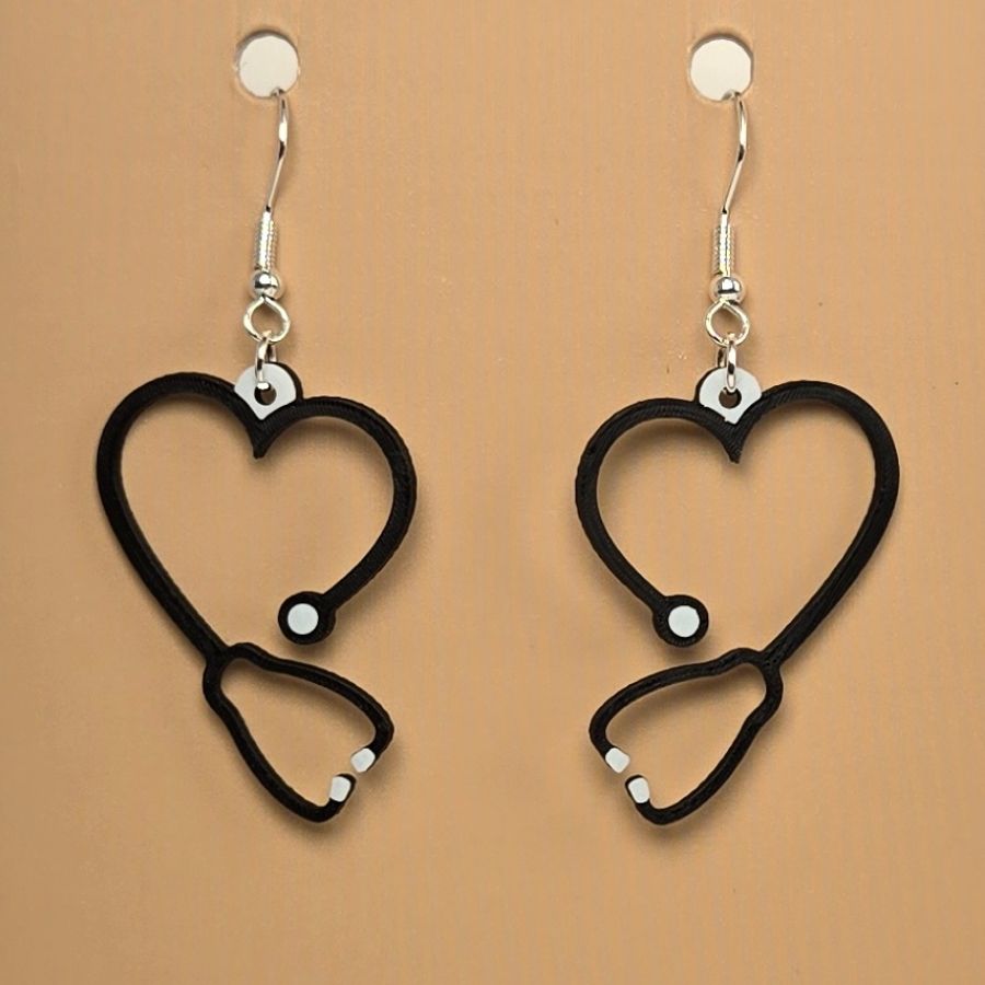 Boucle d'oreille en forme de Stéthoscope avec crochets hypoallergéniques sans nickel